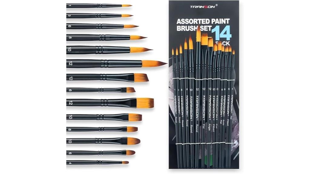 14 piece artist paintbrush set