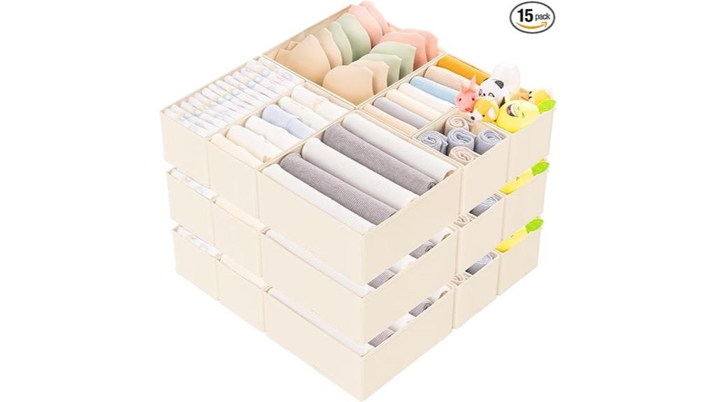 15 compartment clothing drawer organizer