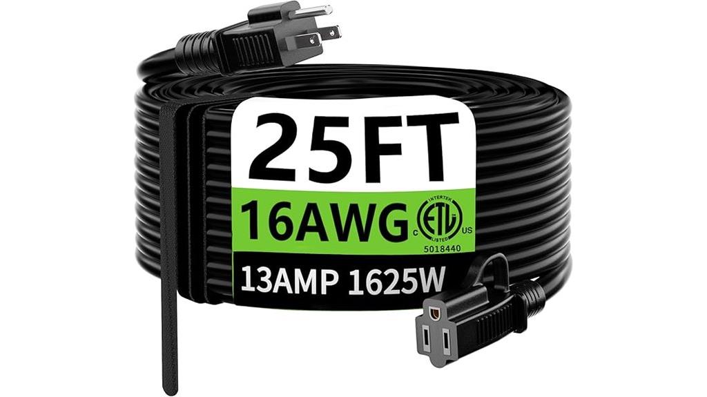 25 foot waterproof extension cord