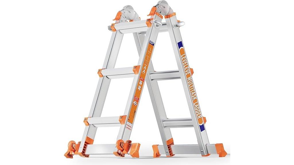 adjustable 11ft ladder with stabilizer