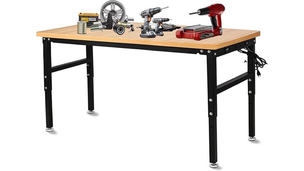 adjustable work bench with outlet