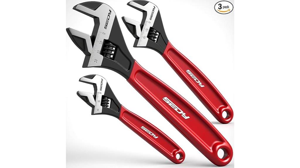 adjustable wrench with wide jaws