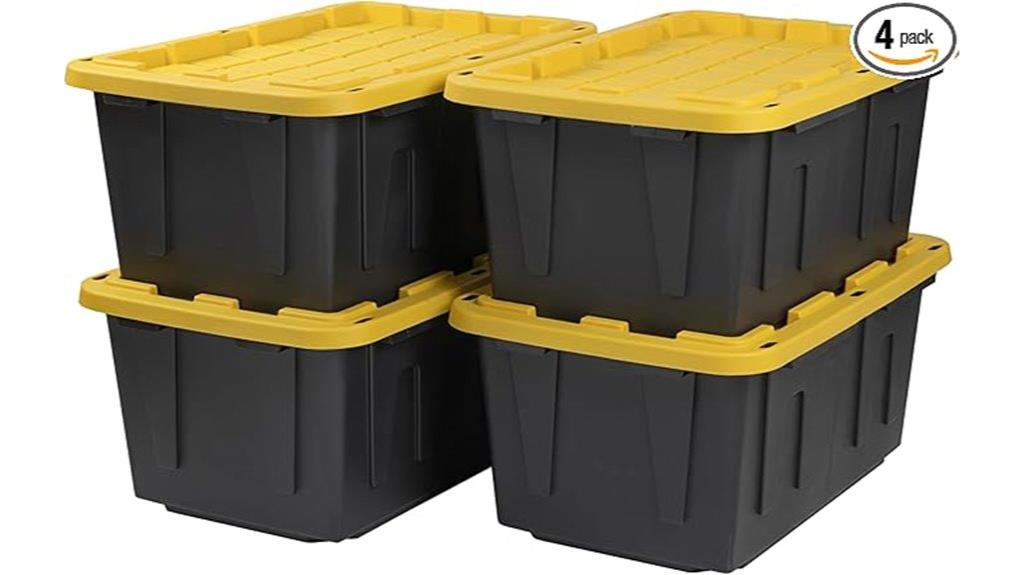 black and yellow storage containers