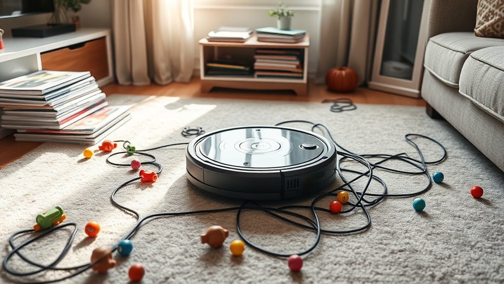 clear clutter before vacuuming