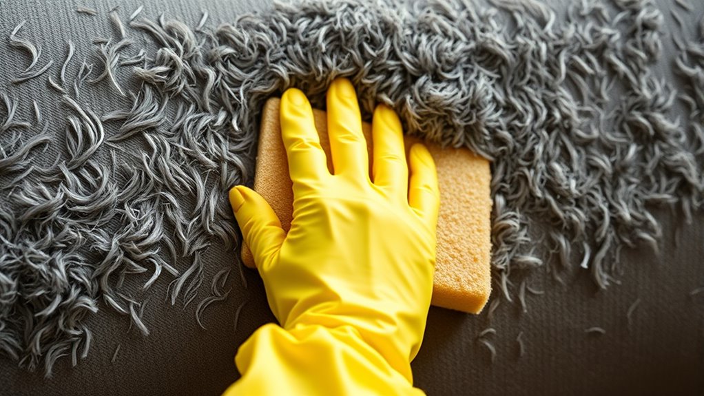 damp sponge pet hair removal