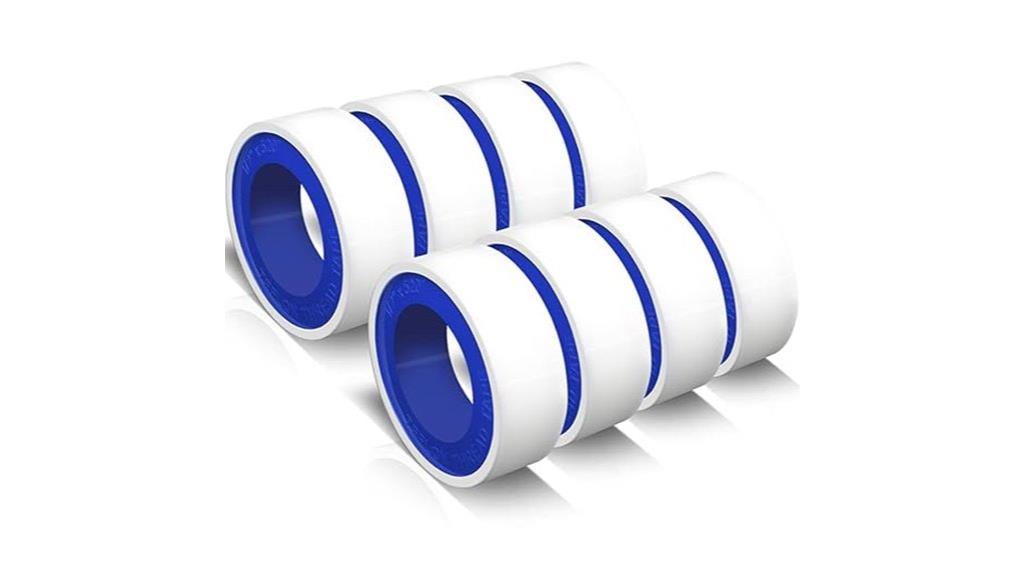 eight white teflon pipe tape