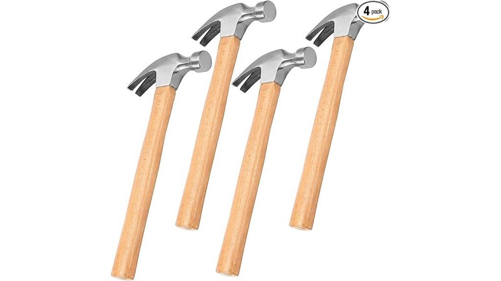 four 16 oz claw hammers