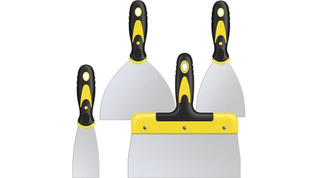 four stainless steel scrapers