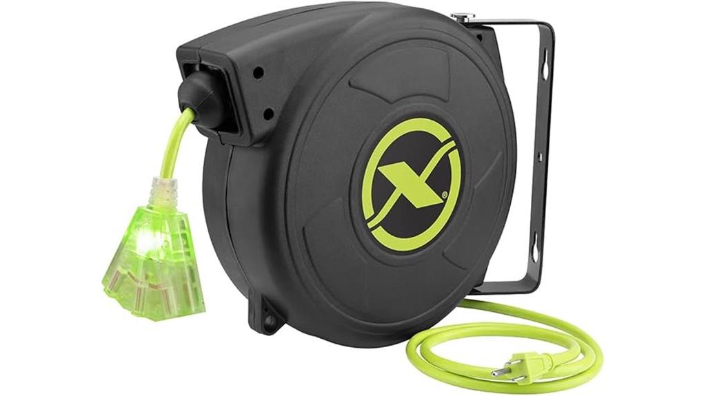 green retractable extension reel