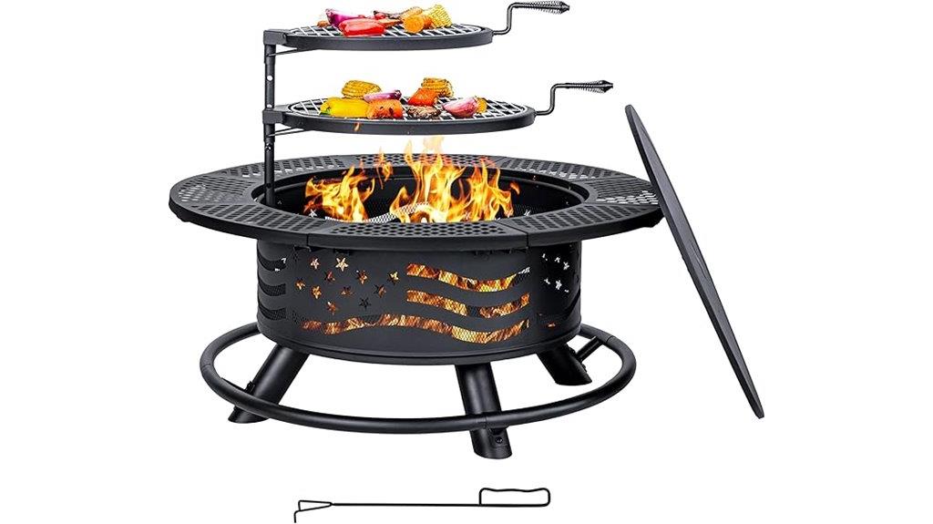 large steel outdoor firepit