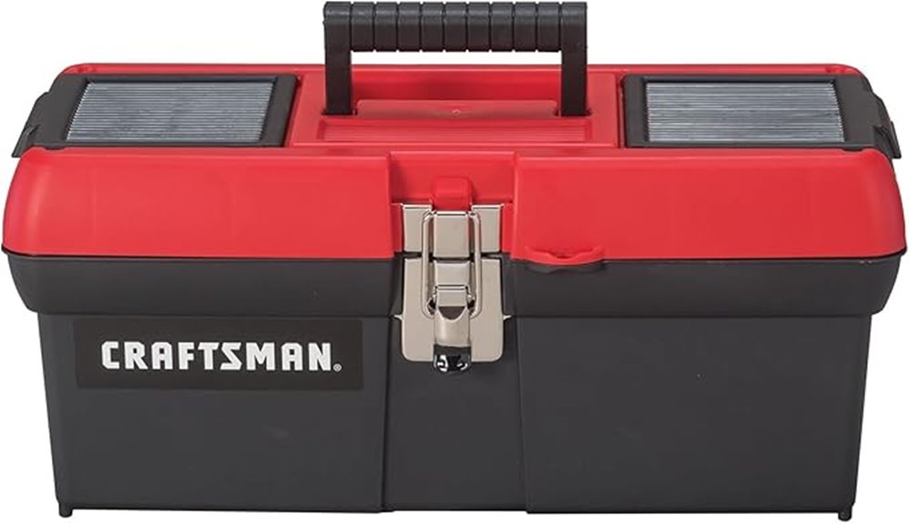 lockable 16 inch red toolbox