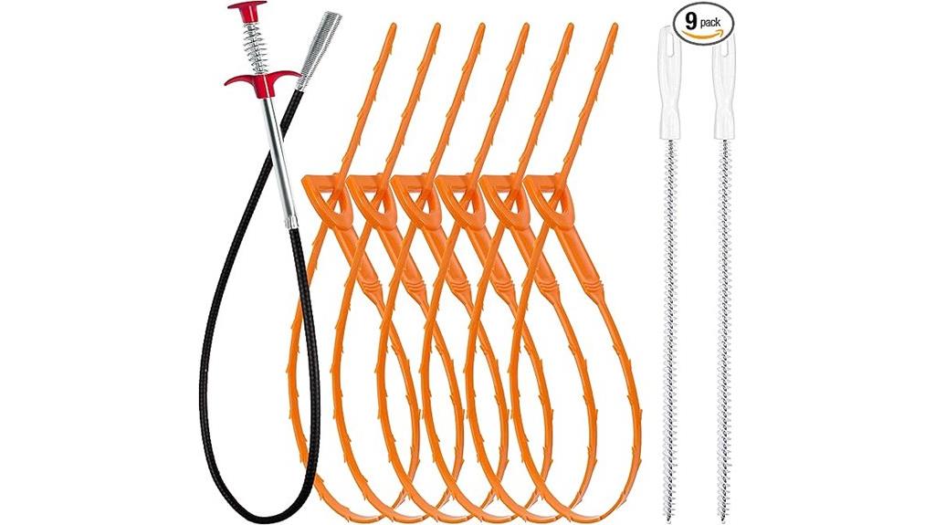 nine piece drain cleaning kit
