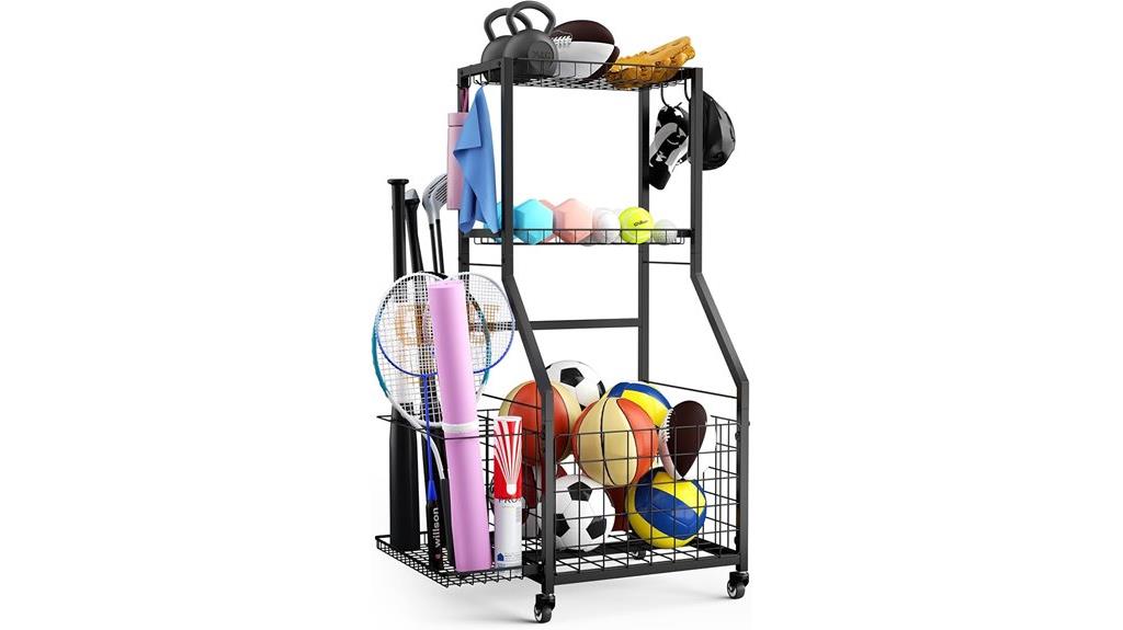 rolling multi layer sports storage