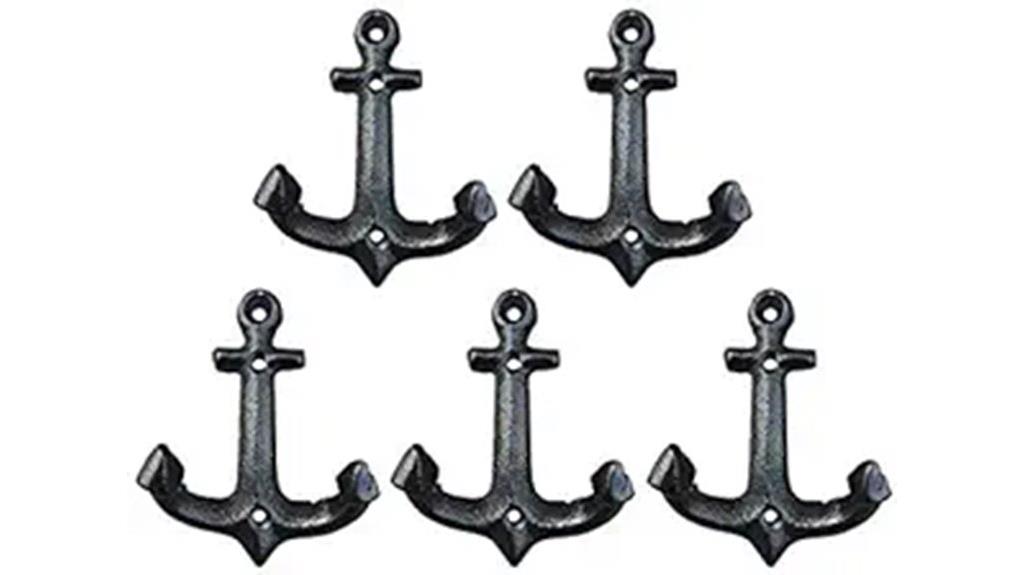 set of five nautical anchors