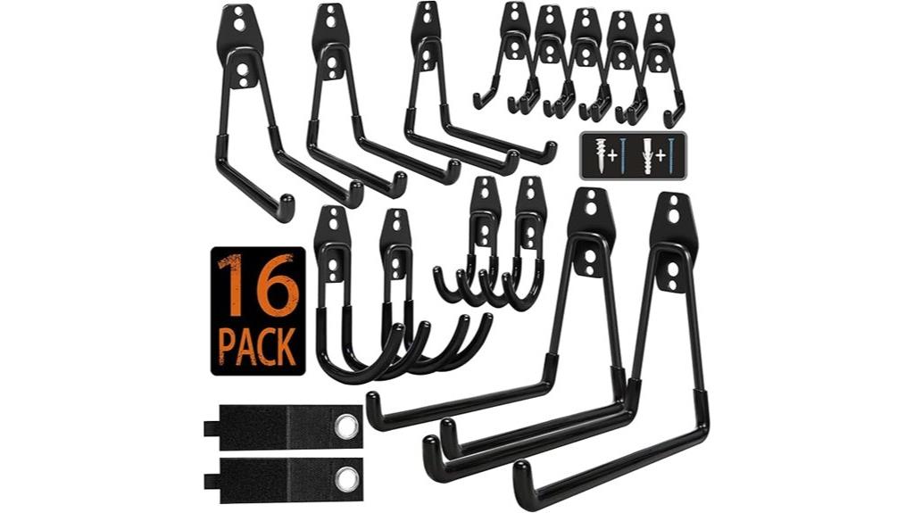 set of sixteen steel hooks