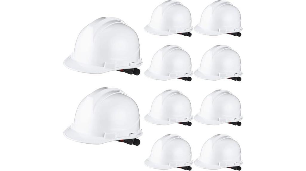 set of ten safety helmets