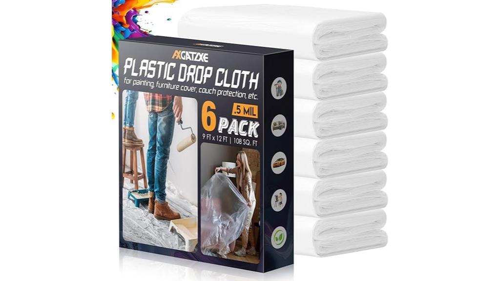 six pack plastic drop cloths