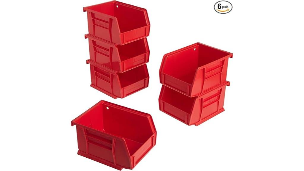 six pack plastic storage bins
