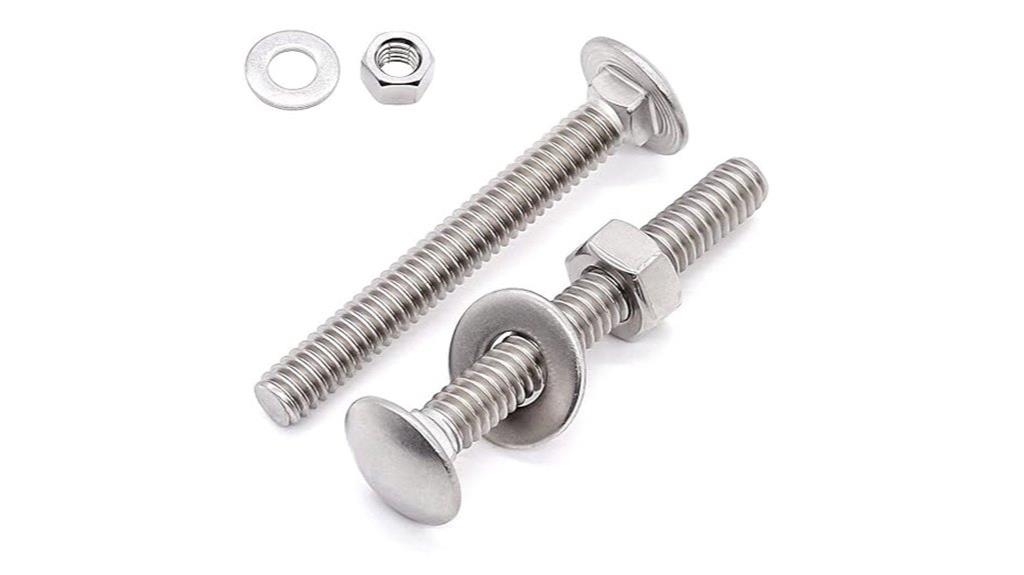 six stainless steel bolts