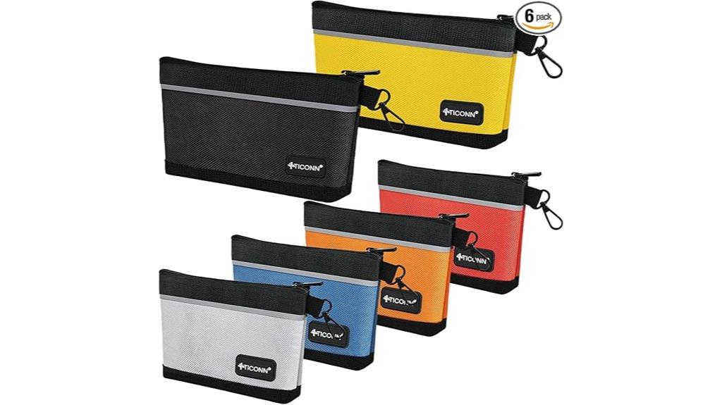six zipper tool pouches