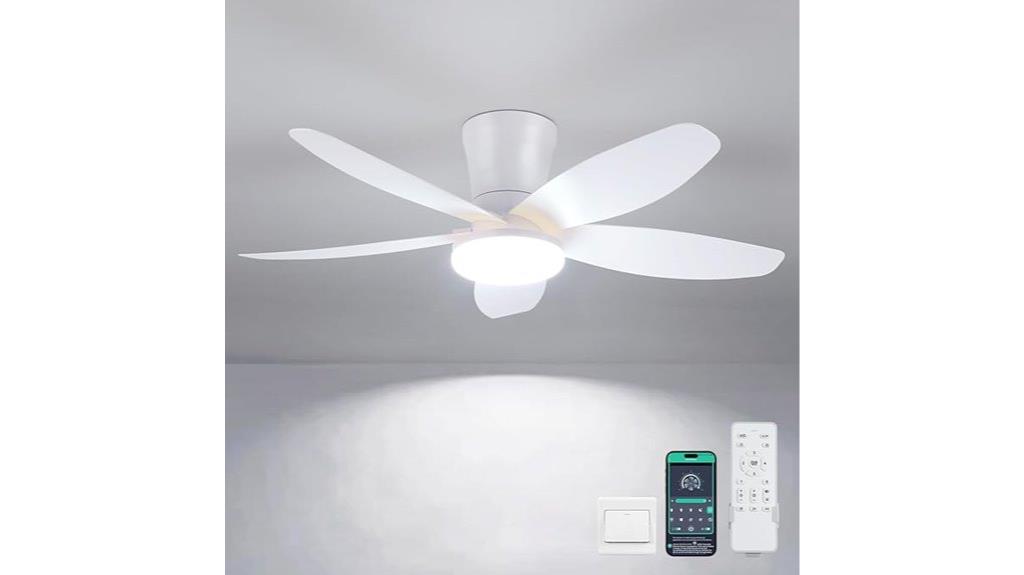 smart white dimmable ceiling fan
