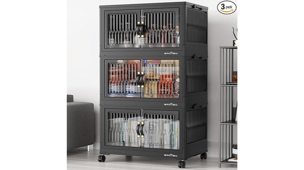 stackable black storage bins