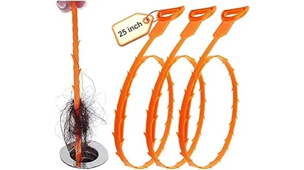 three 25 inch drain snakes