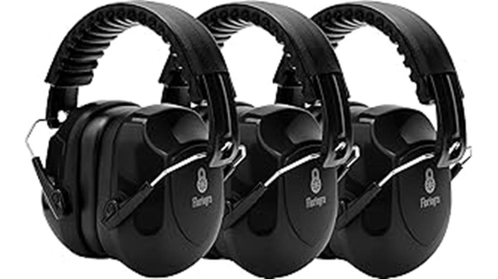 three ear protection muffs