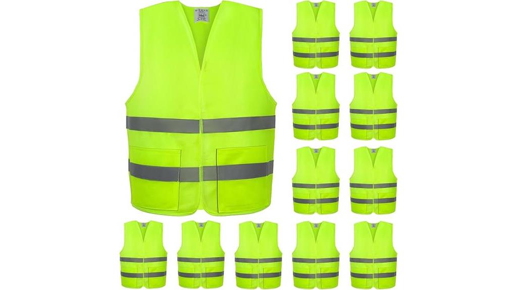 twelve reflective safety vests