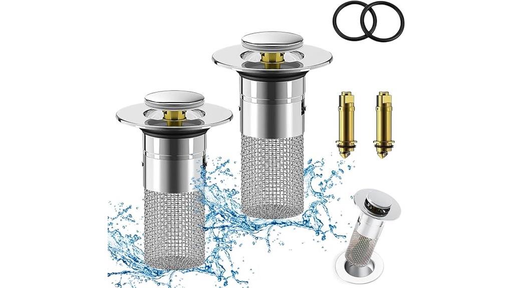 two sink drain strainers
