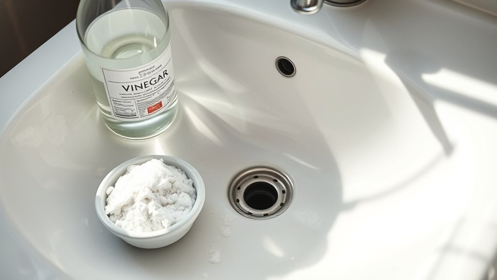 vinegar dissolves mineral deposits