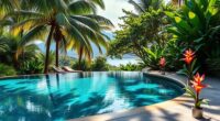 exotic foliage enhances infinity pool