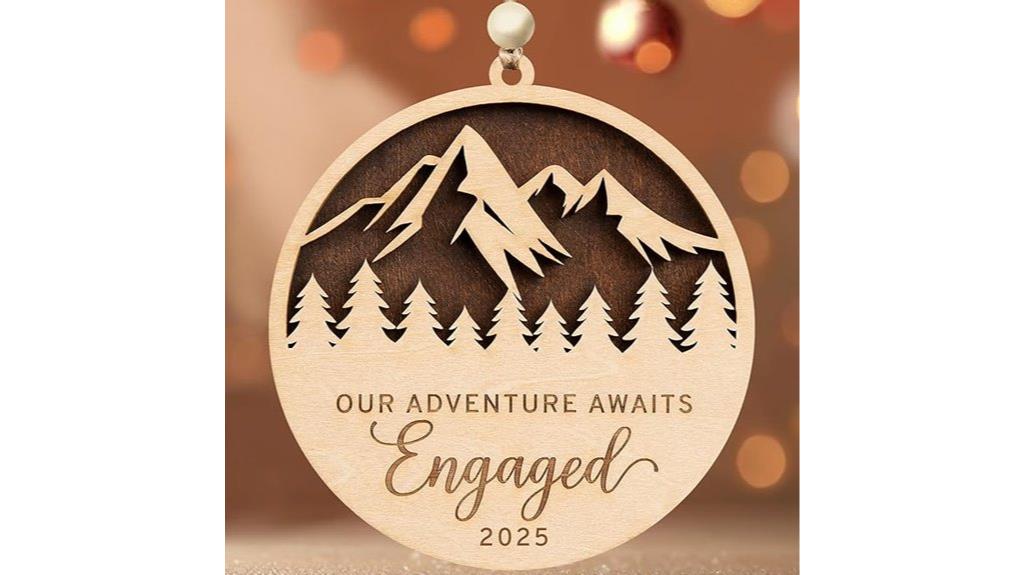 engagement wooden christmas ornament