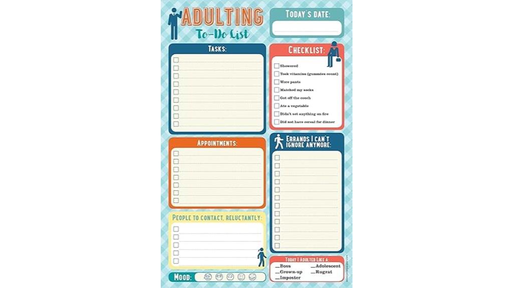 organized adult tasks checklist