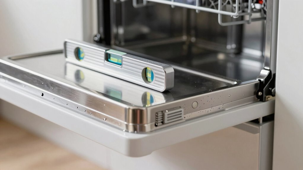 ensure dishwasher is level