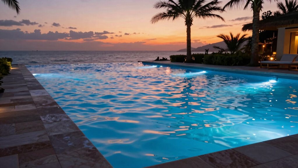 illuminated poolside transformation