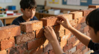 students turn reclaimed bricks into walls that can be assembled, dismantled, and rebuilt