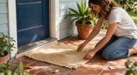 Woman Turns A Rug Into That Cutest Front Door Decor That Isn't A Wreath